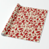 RusticRed Patroon Festive Kerst Inpakpapier (Uitgerold)