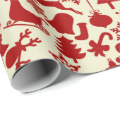 RusticRed Patroon Festive Kerst Inpakpapier (Rol Hoek)