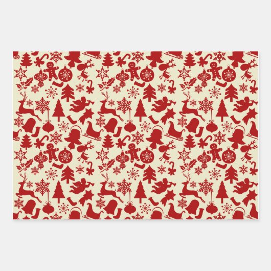 RusticRed Pattern feestelijke kerstinpakken Inpakpapier Vel (Voorkant)