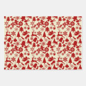 RusticRode Patroon Festive Kerst Inpakpapier Vel (Voorkant)