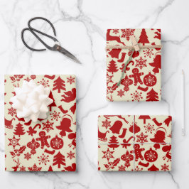 RusticRode Patroon Festive Kerst Inpakpapier Vel