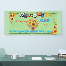 Rusticsea groene Zonnebloem Leraar Klaslokaal Welk Spandoek