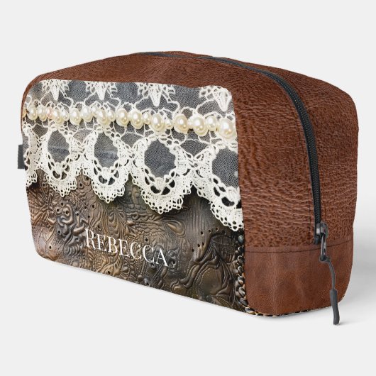 RusticWestern Tooled Leather en Antiek Lace Toilettasje (Rechterhoek)