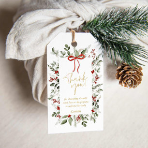 RusticWinter Christmas Girl Baby shower Uitnodigin Cadeaulabel