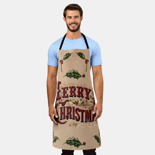 Rustiek 1876 Vrolijk Kerstfeest Schort (Gedragen)