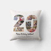 Rustiek 20 Nummer Fotocollage Custom Greeting Kussen (Achterkant)