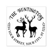 Rustiek 2 Herten Ronde Familienaam Retouradres Zelfinktende Stempel (Design)