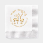 Rustiek 2 Herten Vrolijk Kerstfeest Groet Familien Folie Servetten (Voorkant)