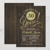 Rustiek 30e bruiloft Jubileum - Gold Wood Kaart (Voorkant / Achterkant)