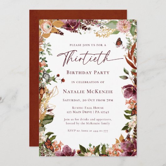 Rustiek 30e verjaardagsfeest kaart (Voorkant / Achterkant)