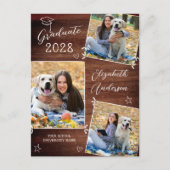 Rustiek 3 foto gepersonaliseerd Doodle Wood Afstud Uitnodiging Briefkaart (Voorkant)