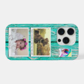 Rustiek 3 Fotocollage Blauwgroen Blauw Groene Plan iPhone Hoesje (Achterkant horizontaal)