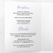 Rustiek 3 in 1 Paarse Waterverf Bloemenbruiloft Drieluik Uitnodiging (Binnenzijde eerst)