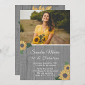 Rustiek 50 en Fabulous | Zonnebloem Grijs Verjaard Kaart (Voorkant / Achterkant)