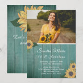 Rustiek 50 en Fabulous | Zonnebloem groene verjaar Kaart (Voorkant / Achterkant)