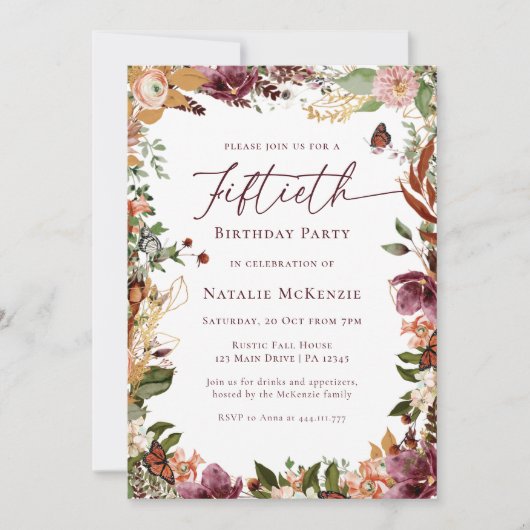 Rustiek 50e verjaardagsfeest kaart (Voorkant)