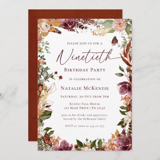 Rustiek 90e verjaardagsfeest kaart (Voorkant / Achterkant)