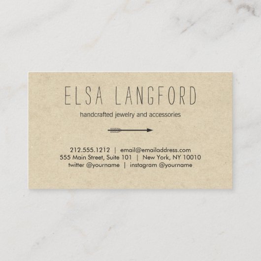 Rustiek aardachtig Boheems gewei ambacht Visitekaa Visitekaartje (Achterkant)