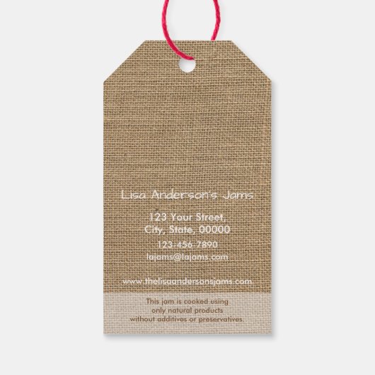  rustiek aardbeien jam relatiegeschenk label cadeaulabel (Achterkant)