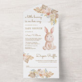 Rustiek aardeachtig bloemig Boho konijnenkonijn Ba All In One Uitnodiging (Binnen)