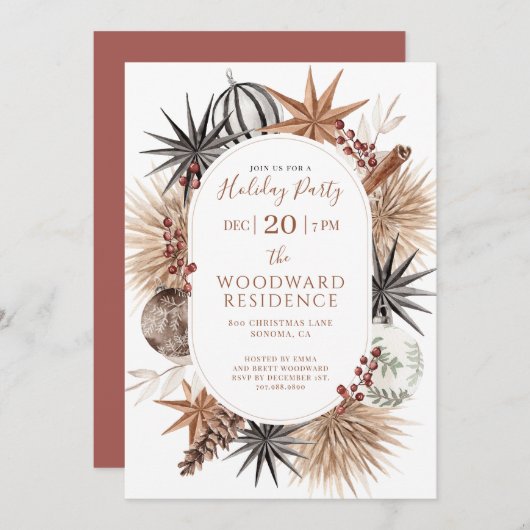 Rustiek aards feest kaart (Voorkant / Achterkant)