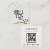 Rustiek Abstract Ivoor Goud Zwart Grijs Logo QR Co Vierkante Visitekaartje (Voorkant / Achterkant)