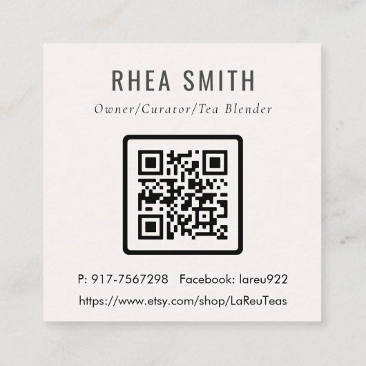 Rustiek Abstract Ivoor Goud Zwart Grijs Logo QR Co Vierkante Visitekaartje (Achterkant)