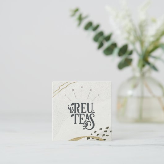 Rustiek Abstract Ivoor Goud Zwart Grijs Logo QR Co Vierkante Visitekaartje (Staand voorkant)