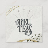 Rustiek Abstract Ivoor Goud Zwart Grijs Logo QR Co Vierkante Visitekaartje (Voorkant)