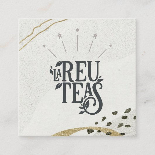 Rustiek Abstract Ivoor Goud Zwart Grijs Logo QR Co Vierkante Visitekaartje (Voorkant)