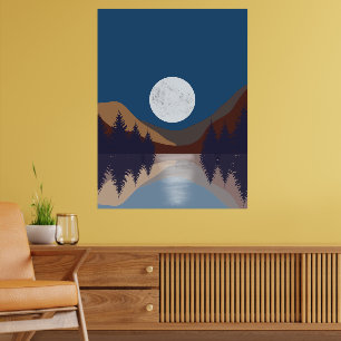 Rustiek Abstract Landschap Bos Maanreflectie Poster
