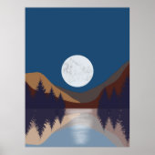 Rustiek Abstract Landschap Bos Maanreflectie Poster (Voorkant)