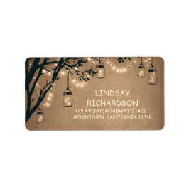 Rustiek adreslabel met strijklichten Mason Jars Etiket