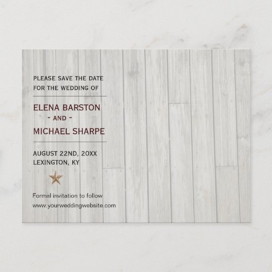 Rustiek Afbeelding Lijsten Fotobruiloft Save the D Aankondigingskaart (Achterkant)