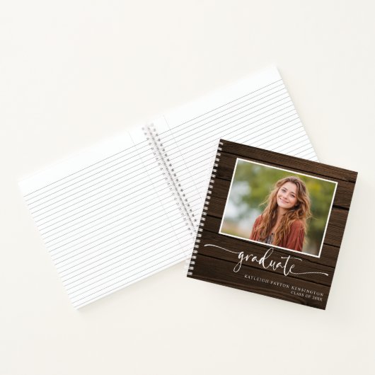 Rustiek Afstudeerder gastenboek met foto Notitieboek (Binnen)