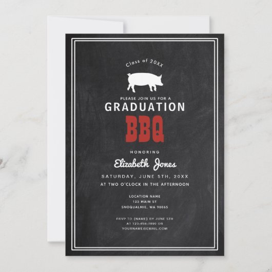 Rustiek Afstuderen Achtertuin BBQ Party Invitation Kaart (Voorkant)