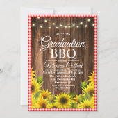 Rustiek Afstuderen BBQ Zonnebloemenuitnodiging Kaart (Voorkant)
