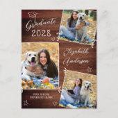 Rustiek Afstuderen Custom Artistic 3 Foto Aankondigingskaart (Voorkant)
