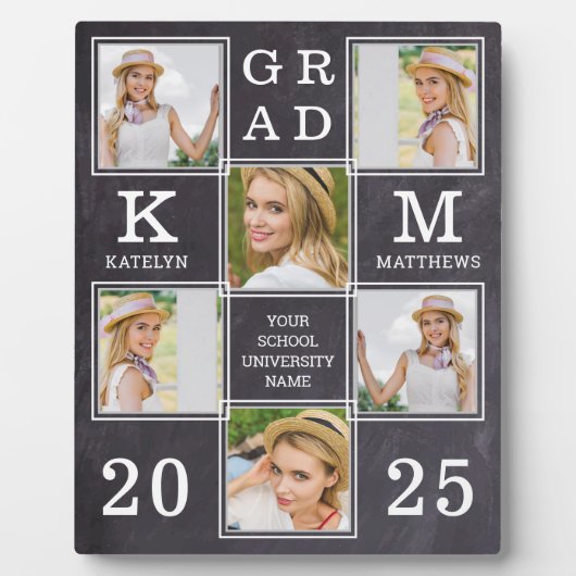 Rustiek Afstuderen Custom Unique 6 Foto Afstuderen Fotoplaat (Voorkant)