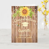 Rustiek Afstuderen Gefeliciteerd Floral Kaart (Gele Bloem)