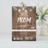Rustiek Afstuderen Prom Night Ticket Kaart (Staand voorkant)