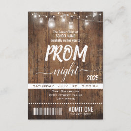 Rustiek Afstuderen Prom Night Ticket Kaart