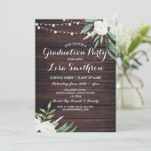 Rustiek Afstuderen Witte Bloemen Lichten Hout Uitn Kaart (Staand voorkant)