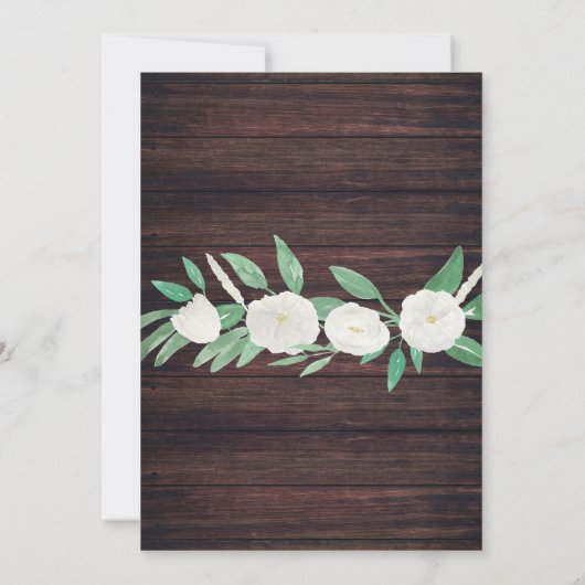 Rustiek Afstuderen Witte Bloemen Lichten Hout Uitn Kaart (Achterkant)