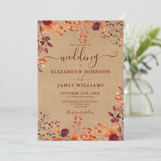 Rustiek alles in één herfstbloemenbruiloft in de H Kaart (Staand voorkant)