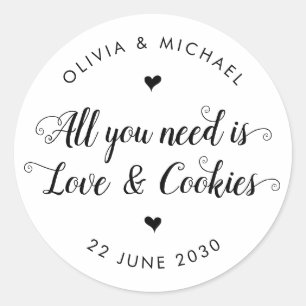 Rustiek Alles wat je nodig hebt is liefde koekjes Ronde Sticker
