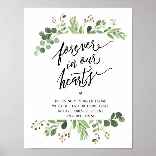 Rustiek Altijd In Onze Hart Herdenkingsbord Poster (Voorkant)