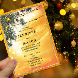 Rustiek Amber Lights bruiloft uitnodiging