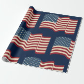 Rustiek Amerikaans Vlag Inpakpapier (Uitgerold)