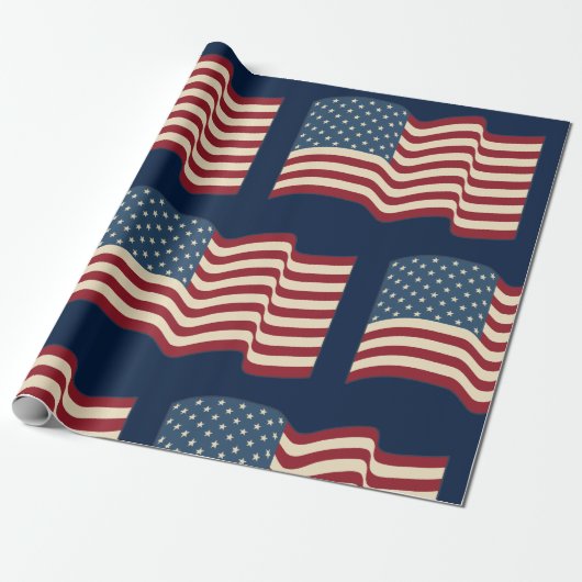 Rustiek Amerikaans Vlag Inpakpapier (Uitgerold)